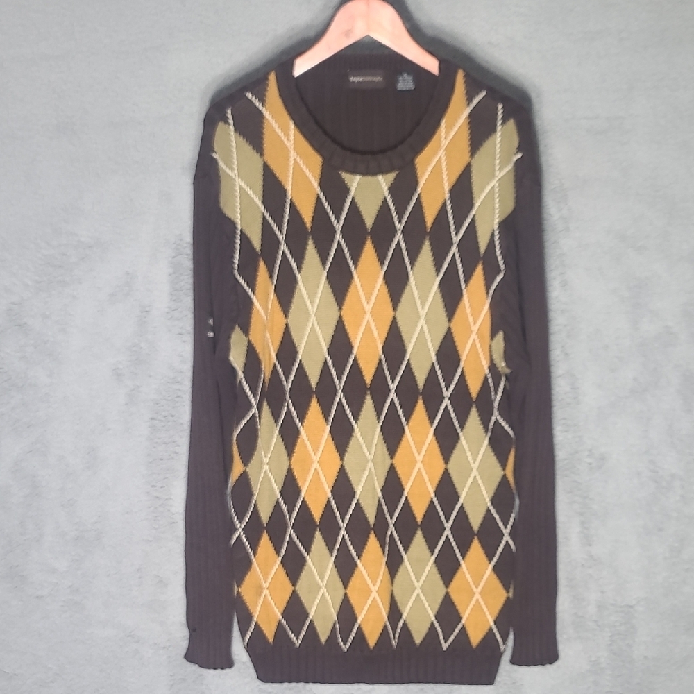 Enyce - Argyle Pattern Sweater - Black, Gold, Tan